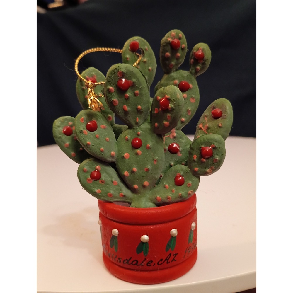 Vintage 1993 Scottsdale AZ Prickly Pear Cactus Christmas Ornament Southwest
